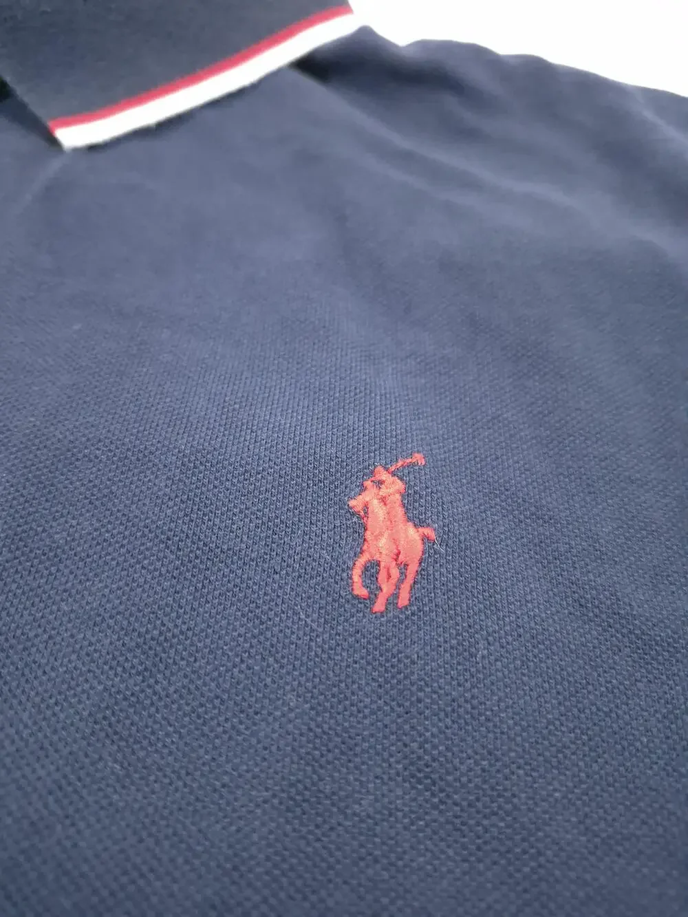 Polo Ralph Lauren Polo Shirt Mens 2XL Blue Classic Fit Pique Tipped Pony Logo